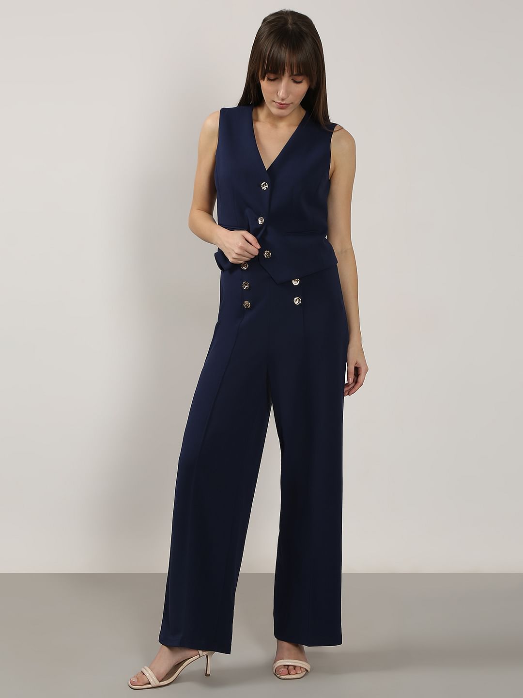 Navy Blue High Rise Pants