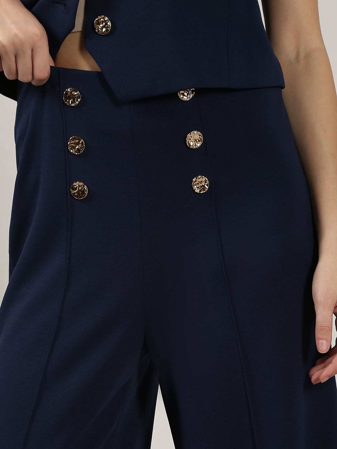 Navy Blue High Rise Pants