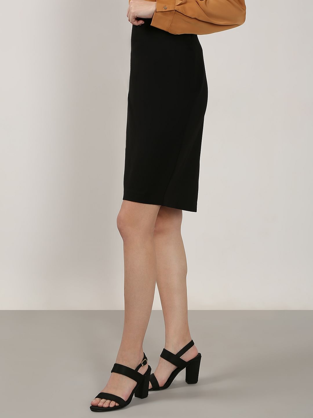 Black High Rise Pencil Skirt