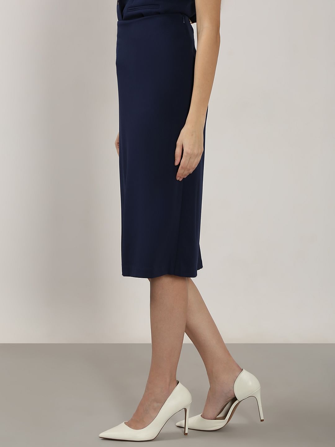 Navy Blue Midi Skirt