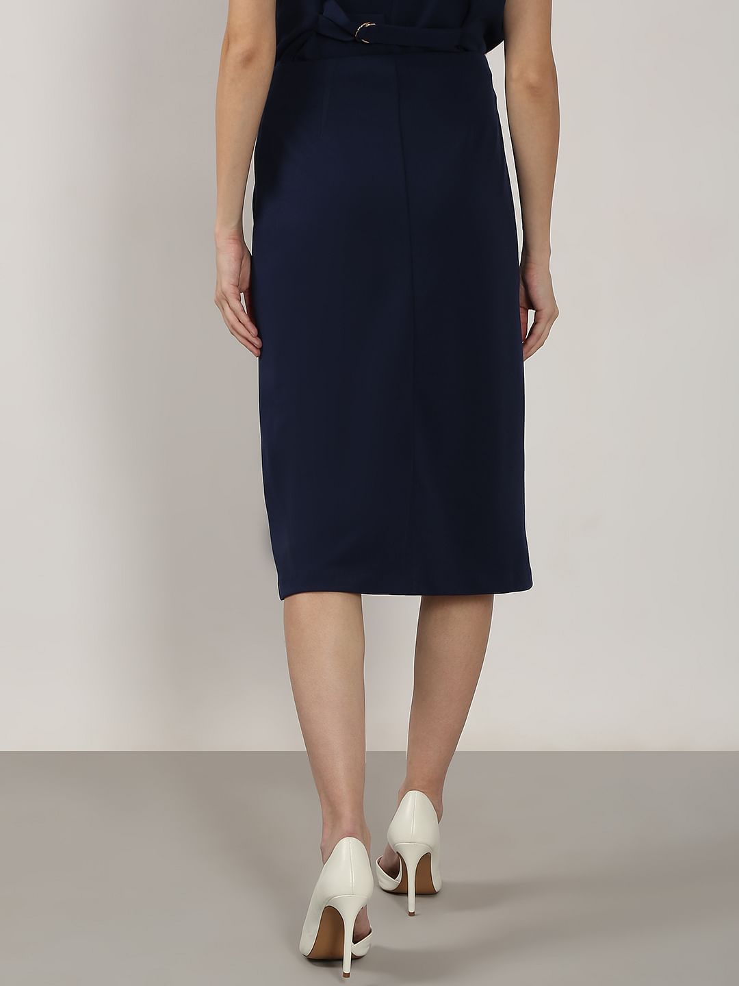Navy Blue Midi Skirt
