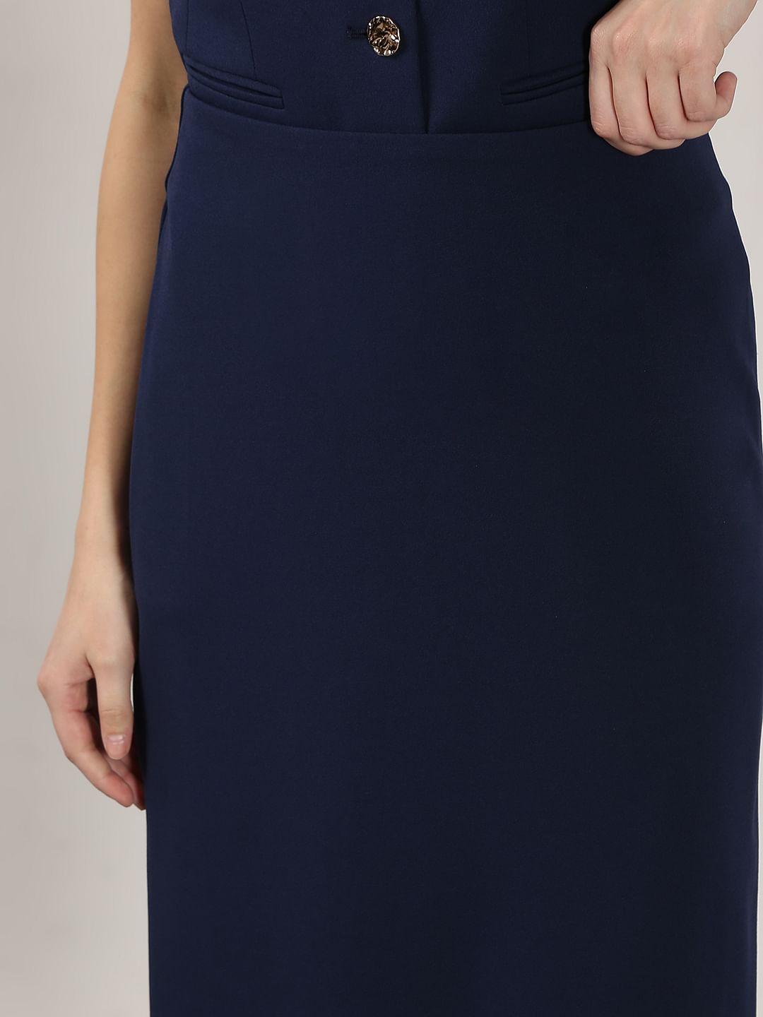 Navy Blue Midi Skirt