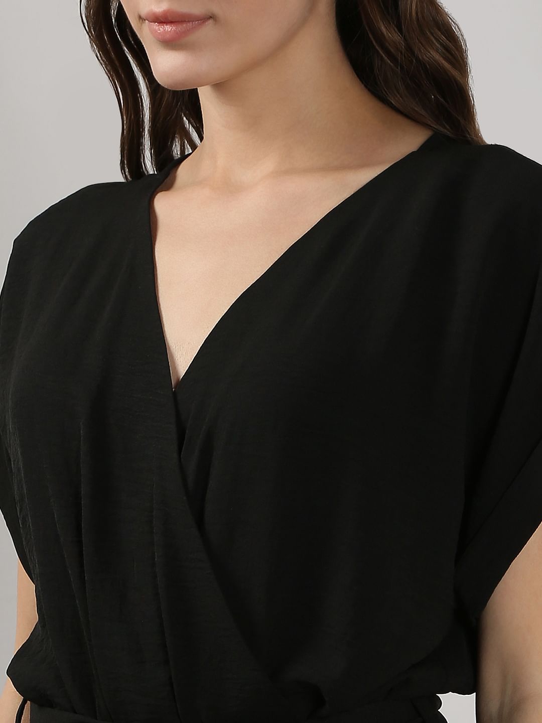 Black V Neck Jumpsuit