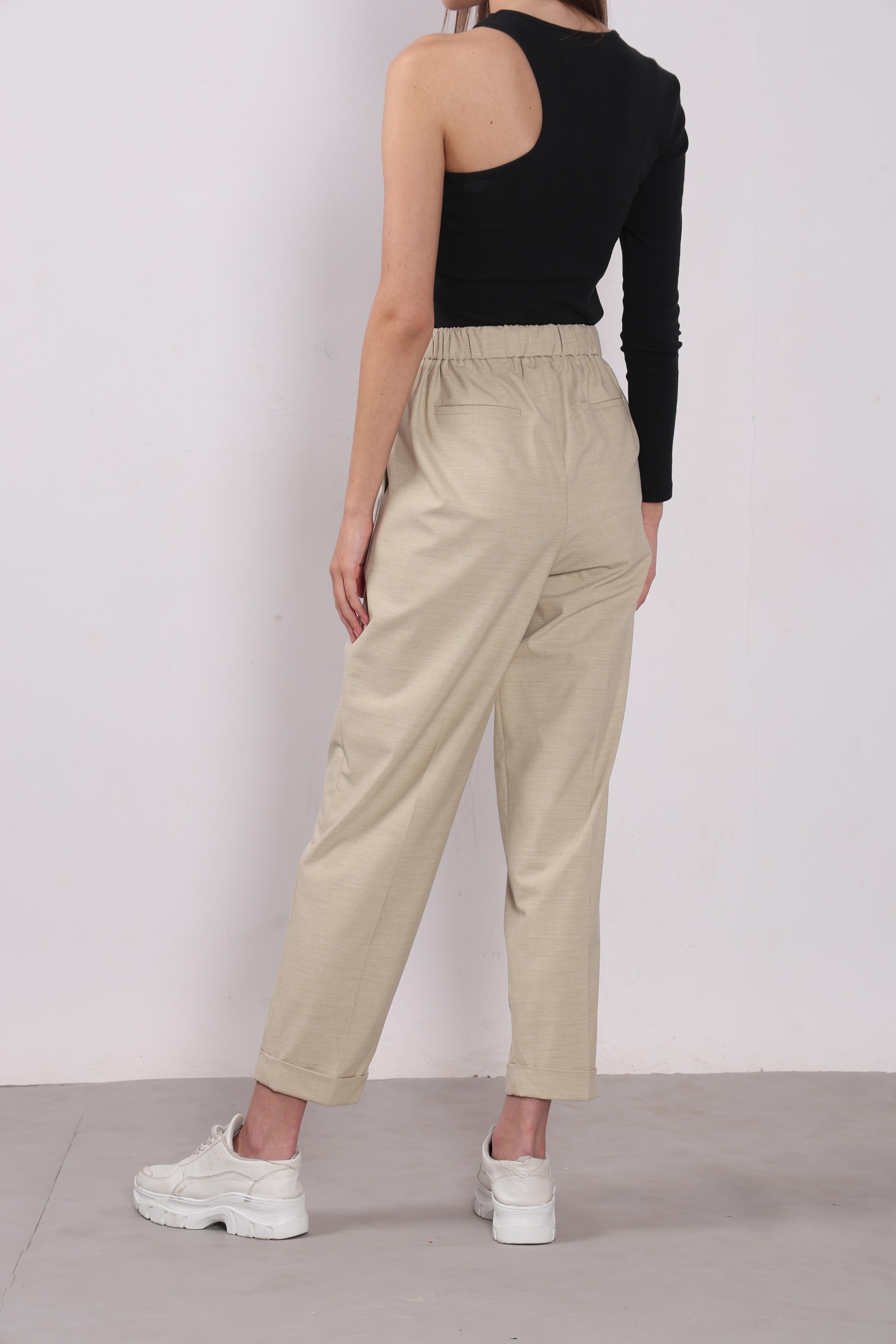 Vero Moda Beige Tapered Fit Pants