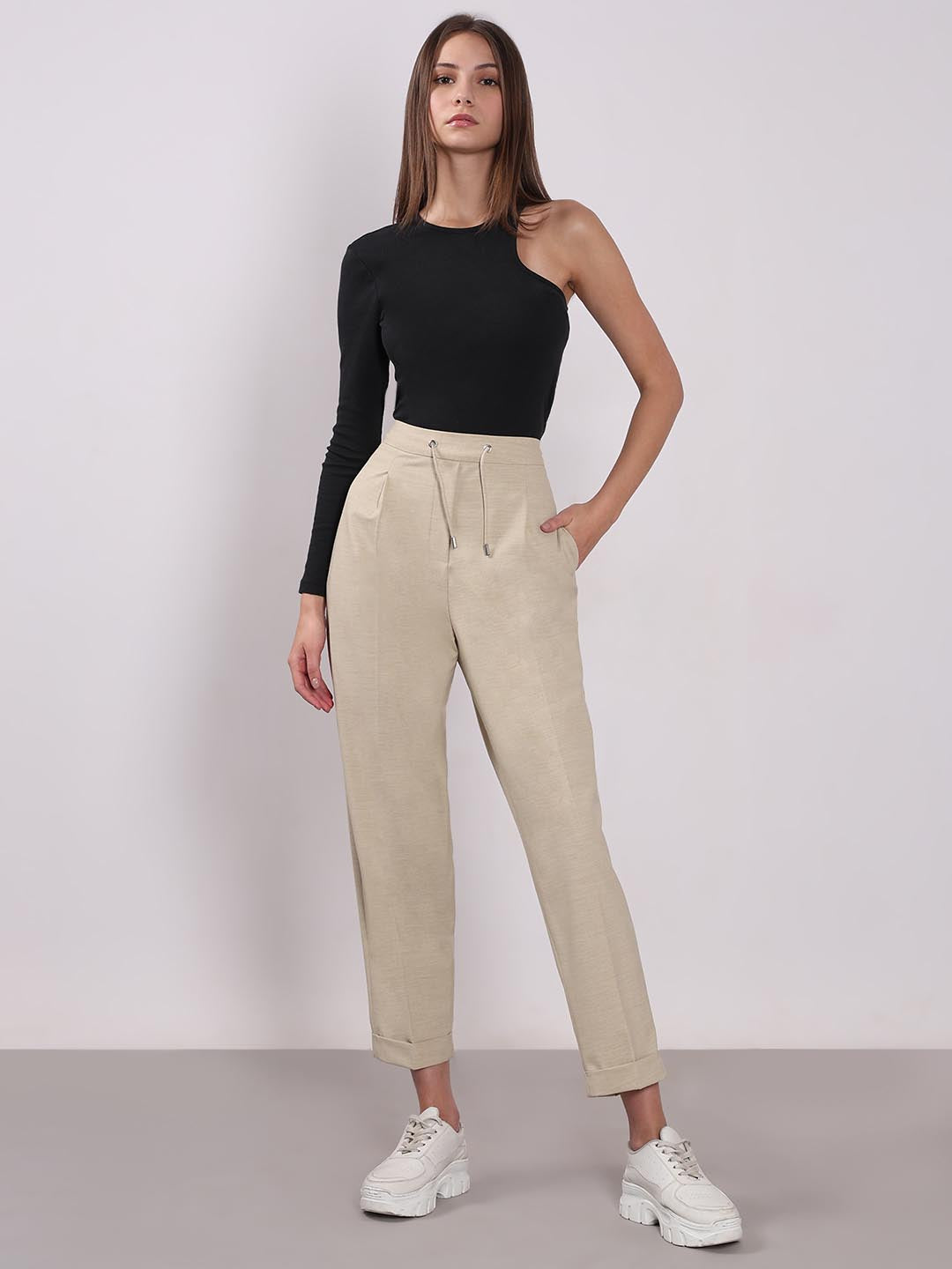 Vero Moda Beige Tapered Fit Pants