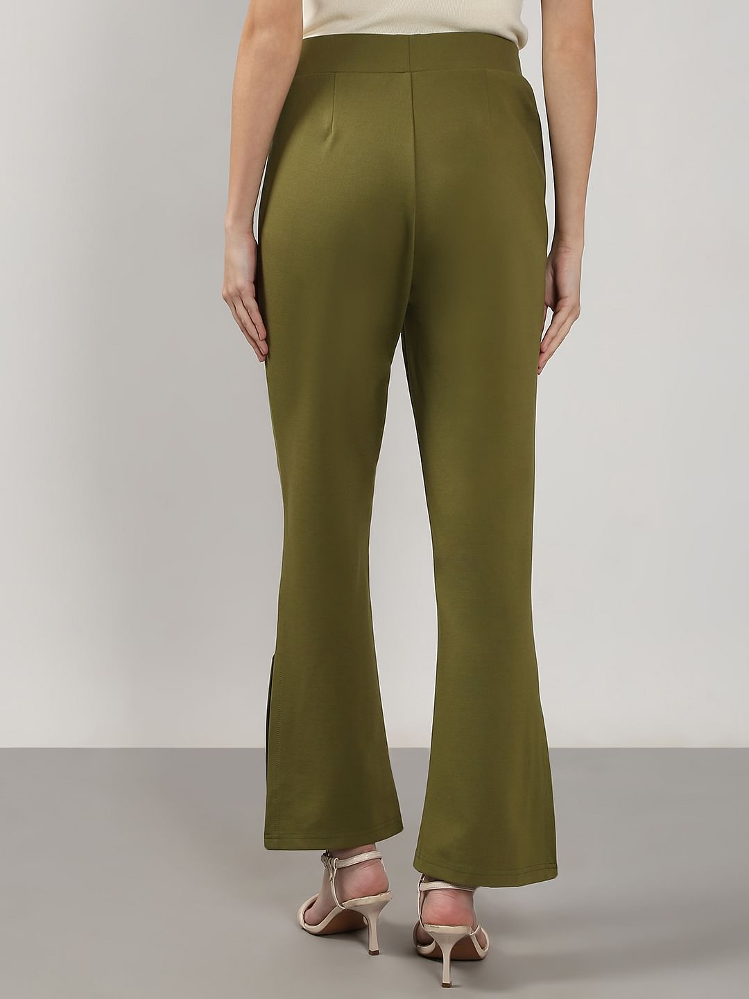 Olive High Rise Flared Pants