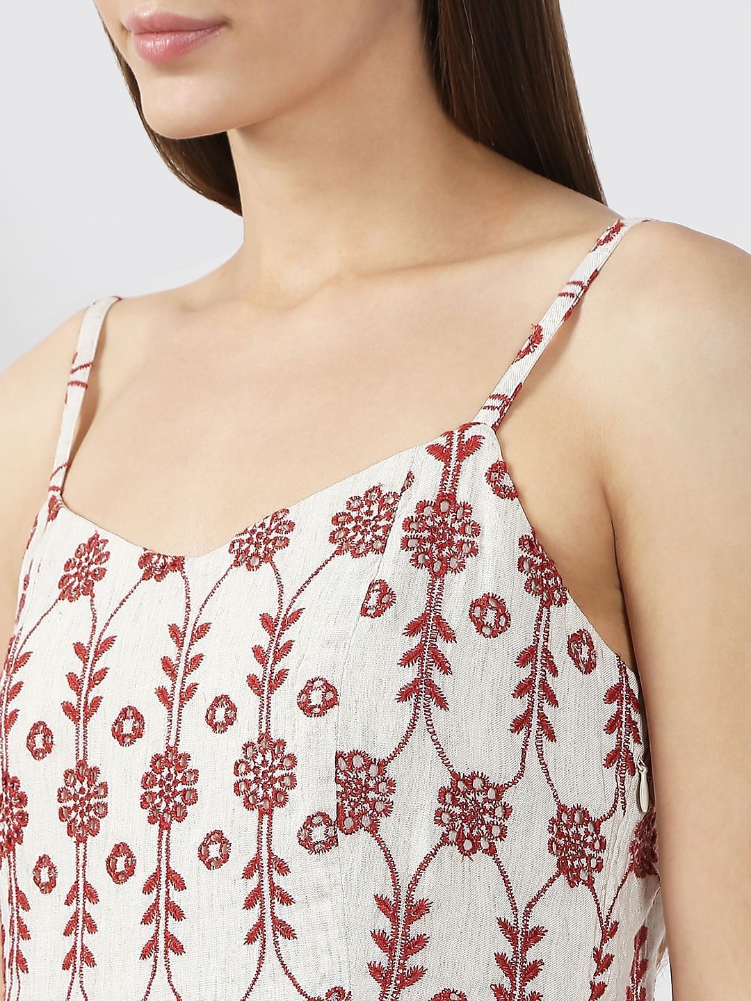 Off-White Embroidered Maxi Dress