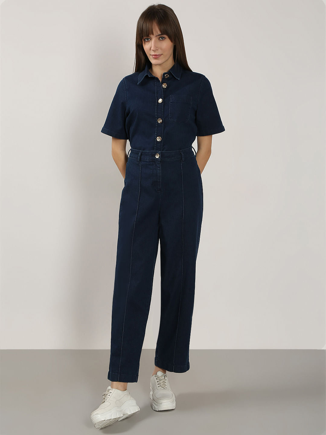 Blue Co-Ord Set Denim Pants