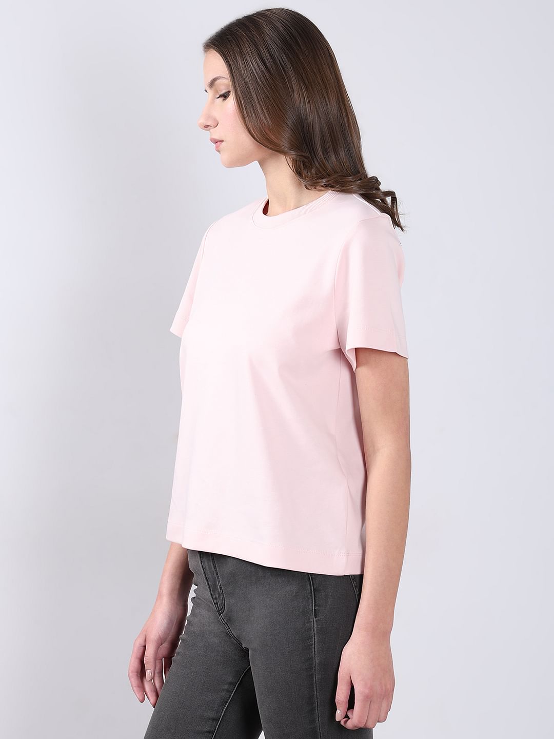 Pink Cotton O-Neck T-Shirt