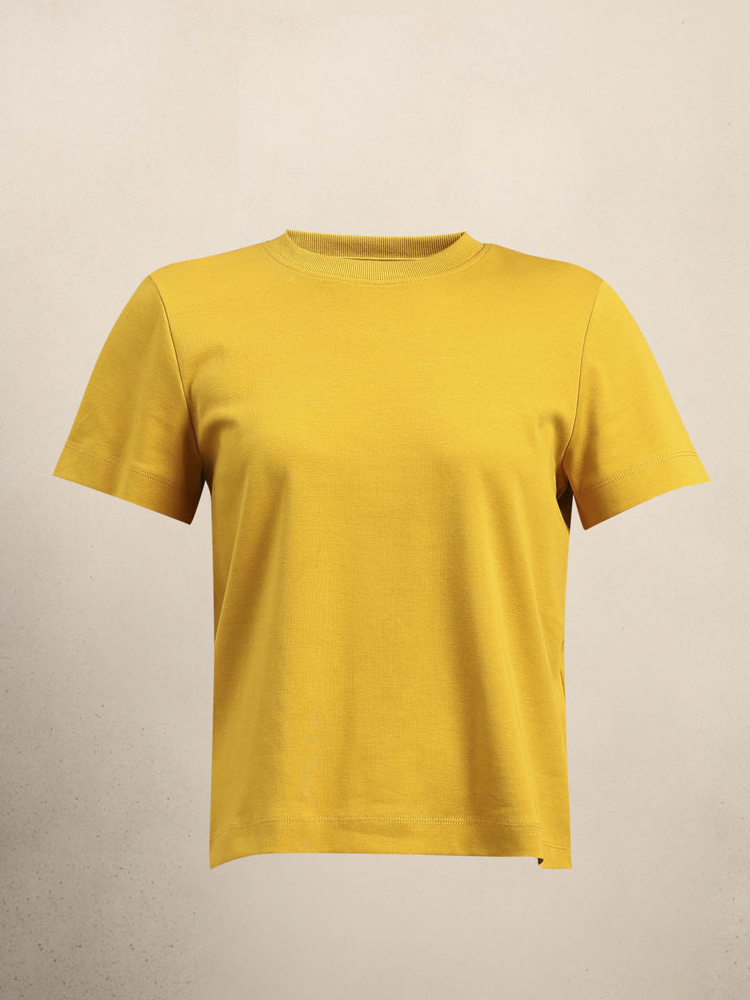 Crew Neck Cotton T-Shirt - Yellow