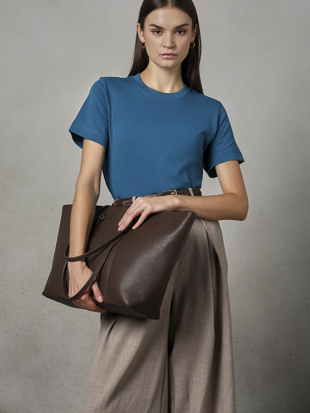 Crew Neck Cotton T-Shirt - Blue