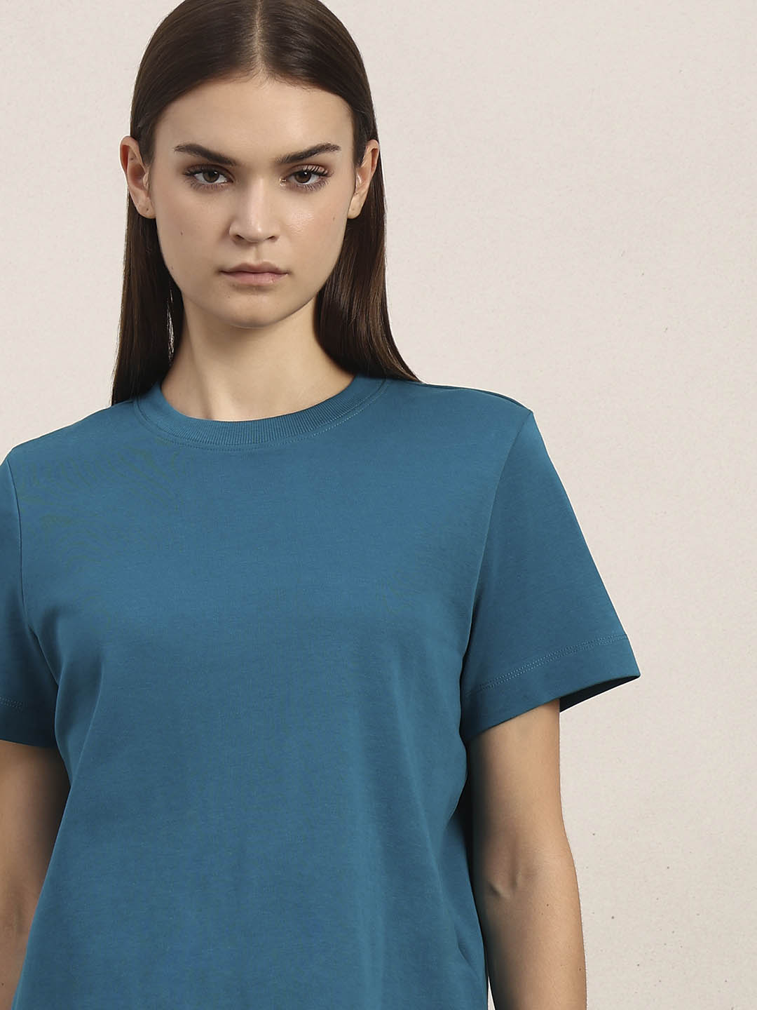 Crew Neck Cotton T-Shirt - Blue