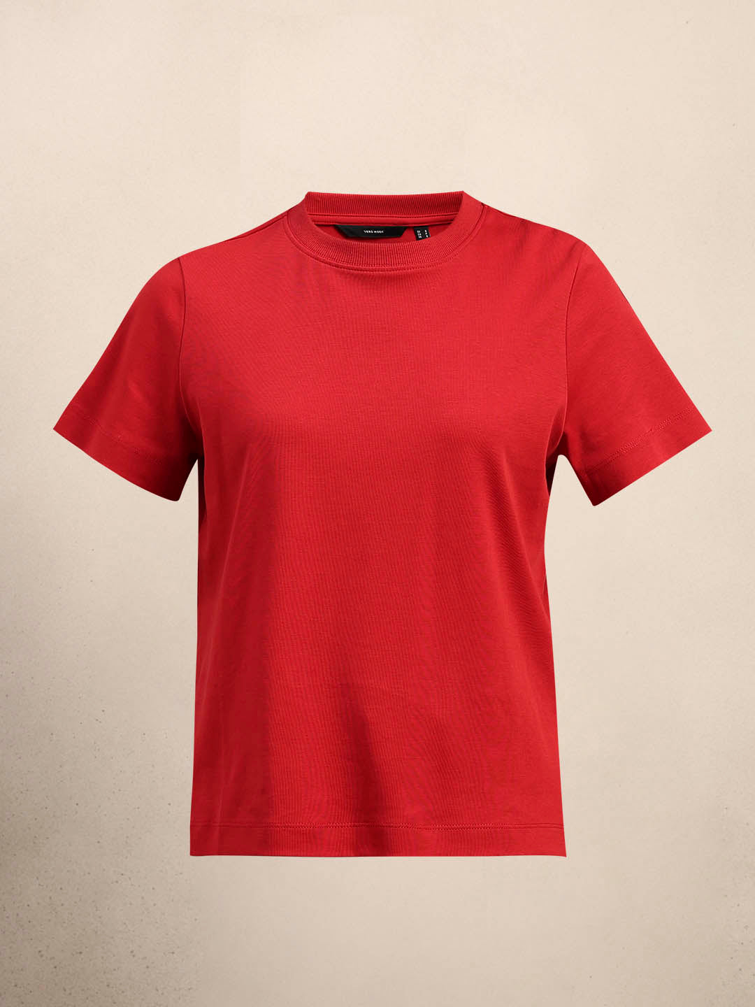 Crew Neck Cotton T-Shirt - Red
