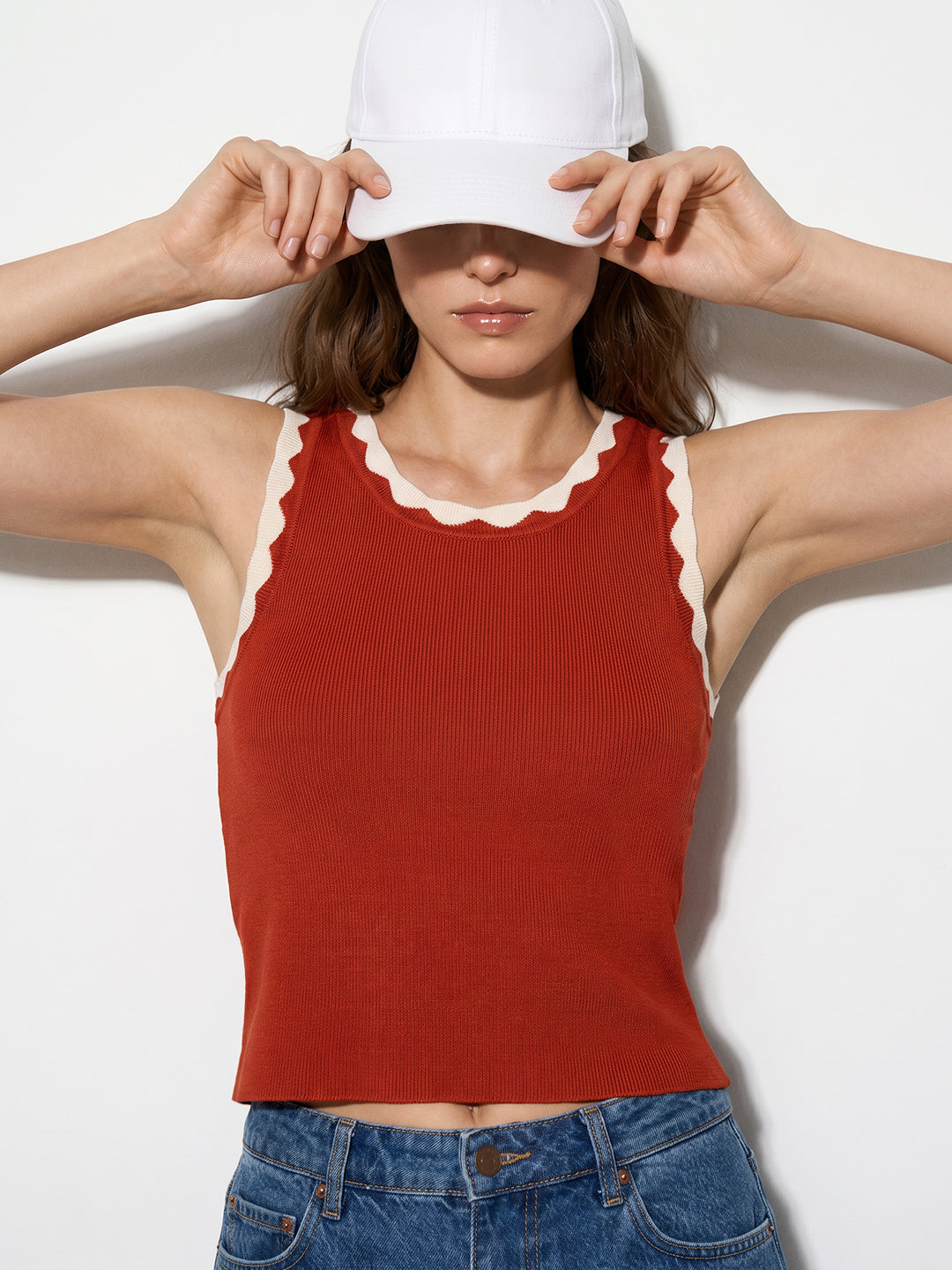 Red Knitted Sleeveless Top