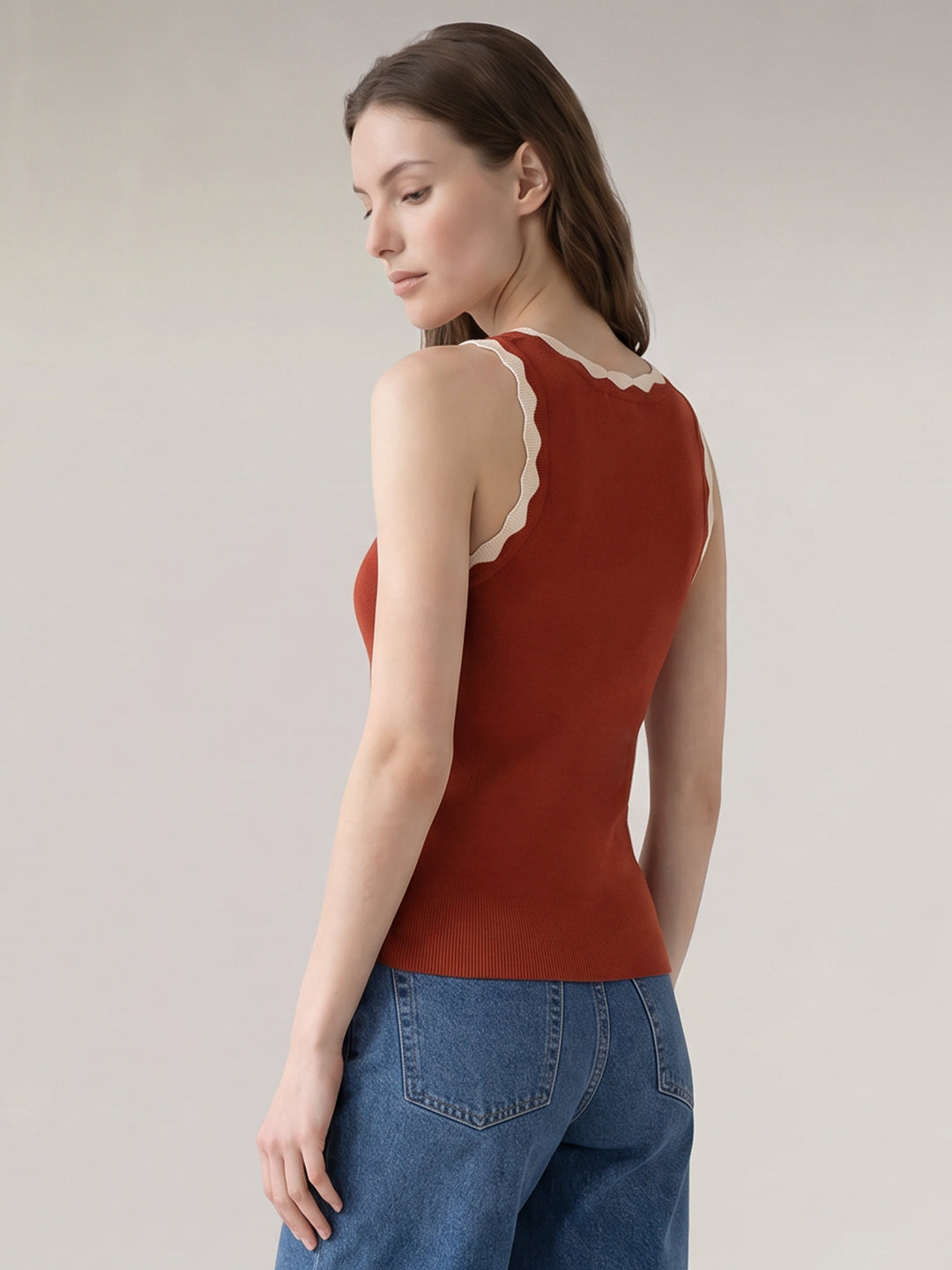 Red Knitted Sleeveless Top