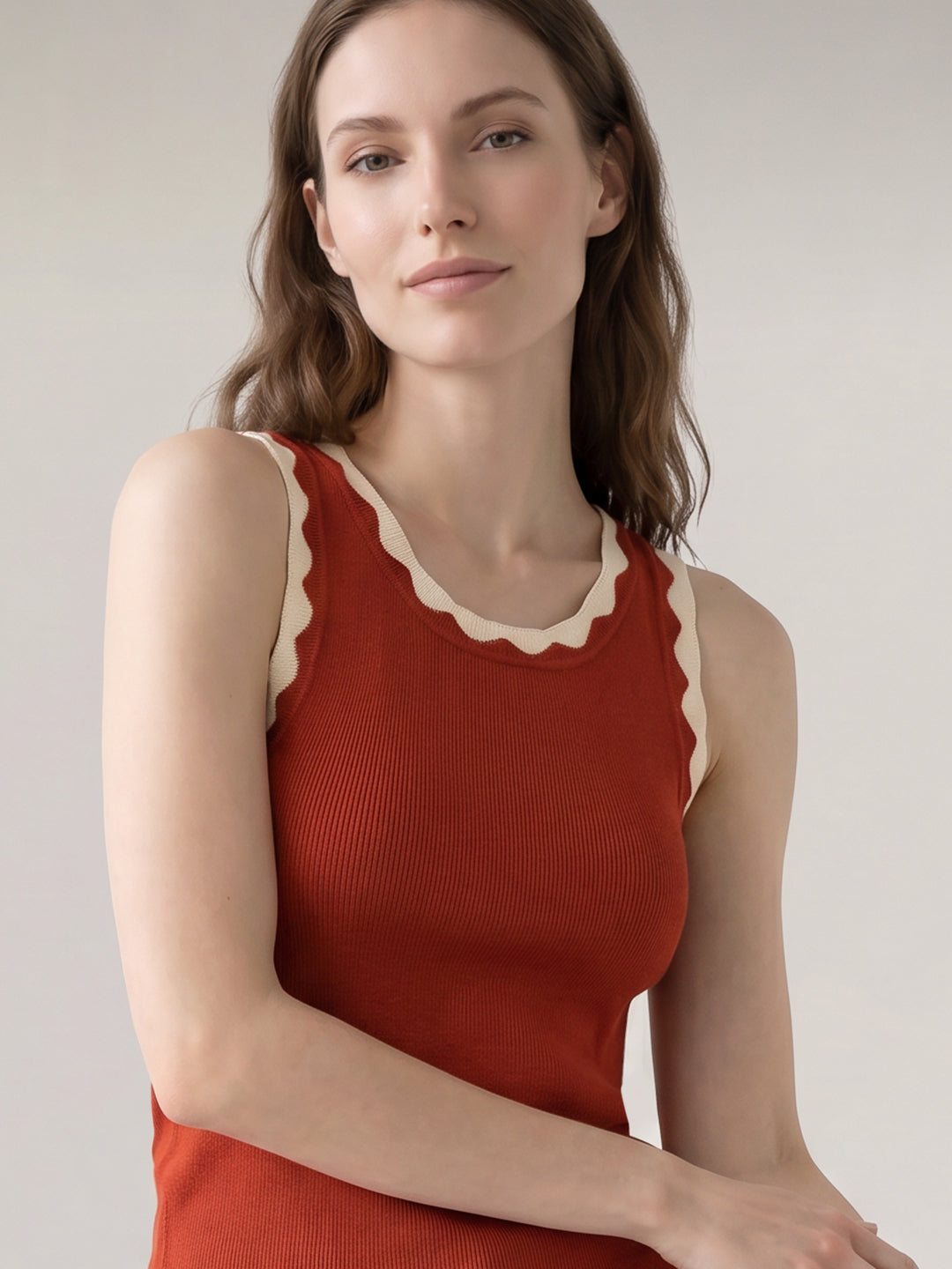 Red Knitted Sleeveless Top