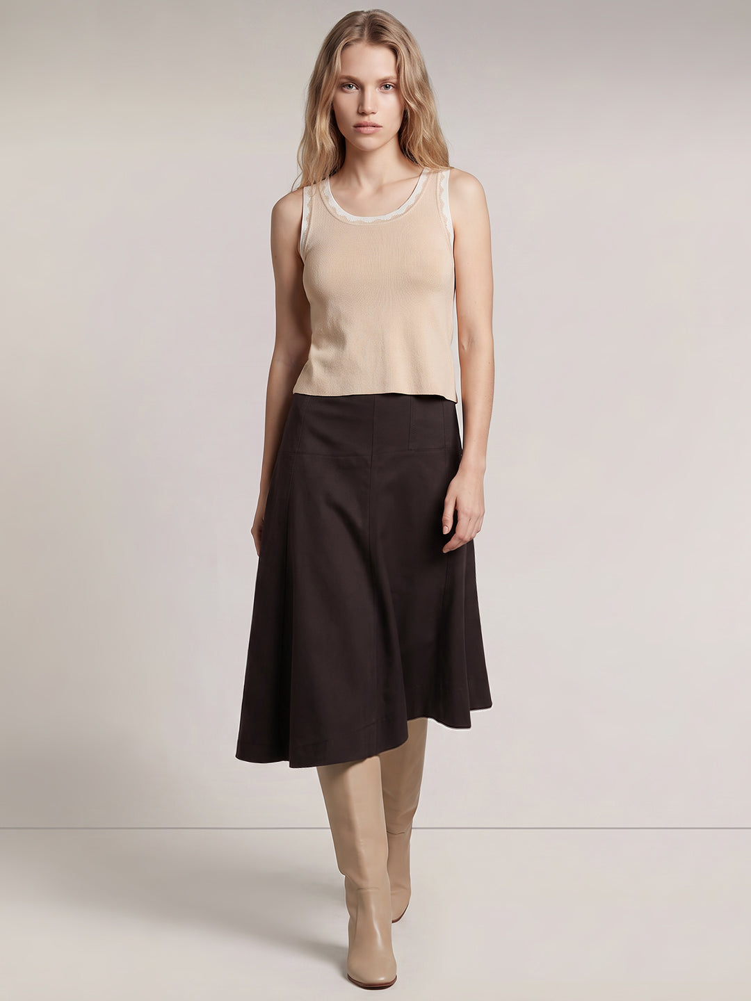Beige Knitted Tank Top