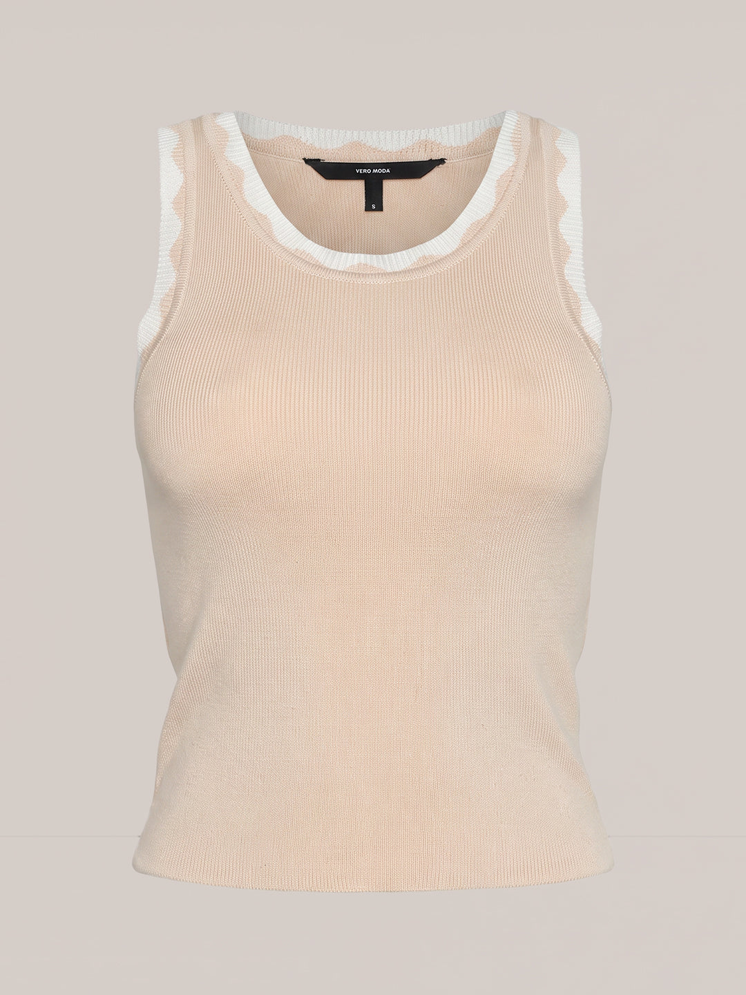 Beige Knitted Tank Top