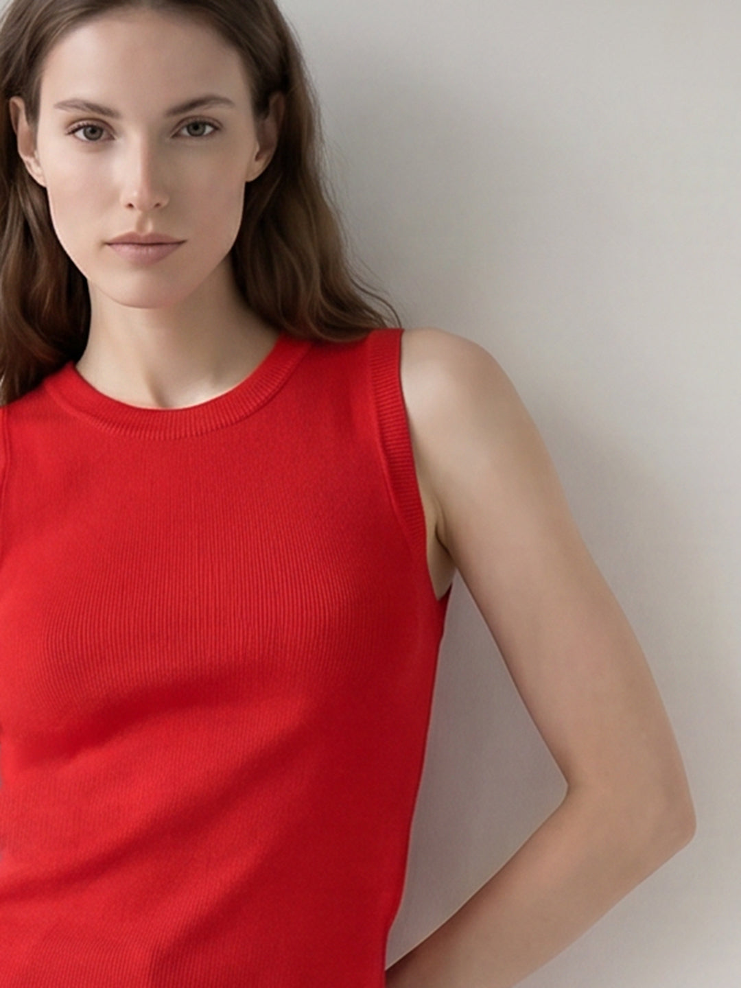 Red Ribbed Knit Top