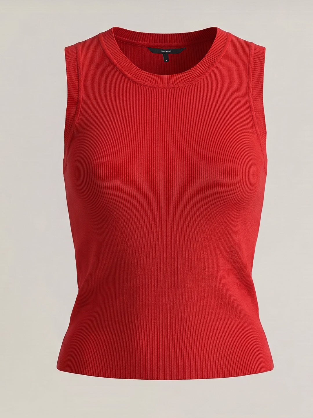 Red Ribbed Knit Top