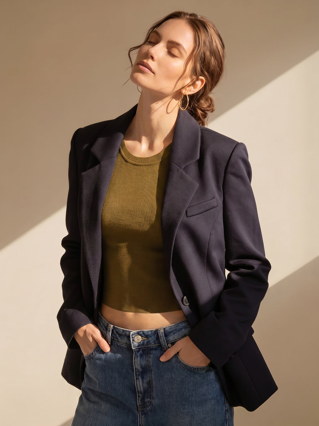 Green Ribbed Knit Top