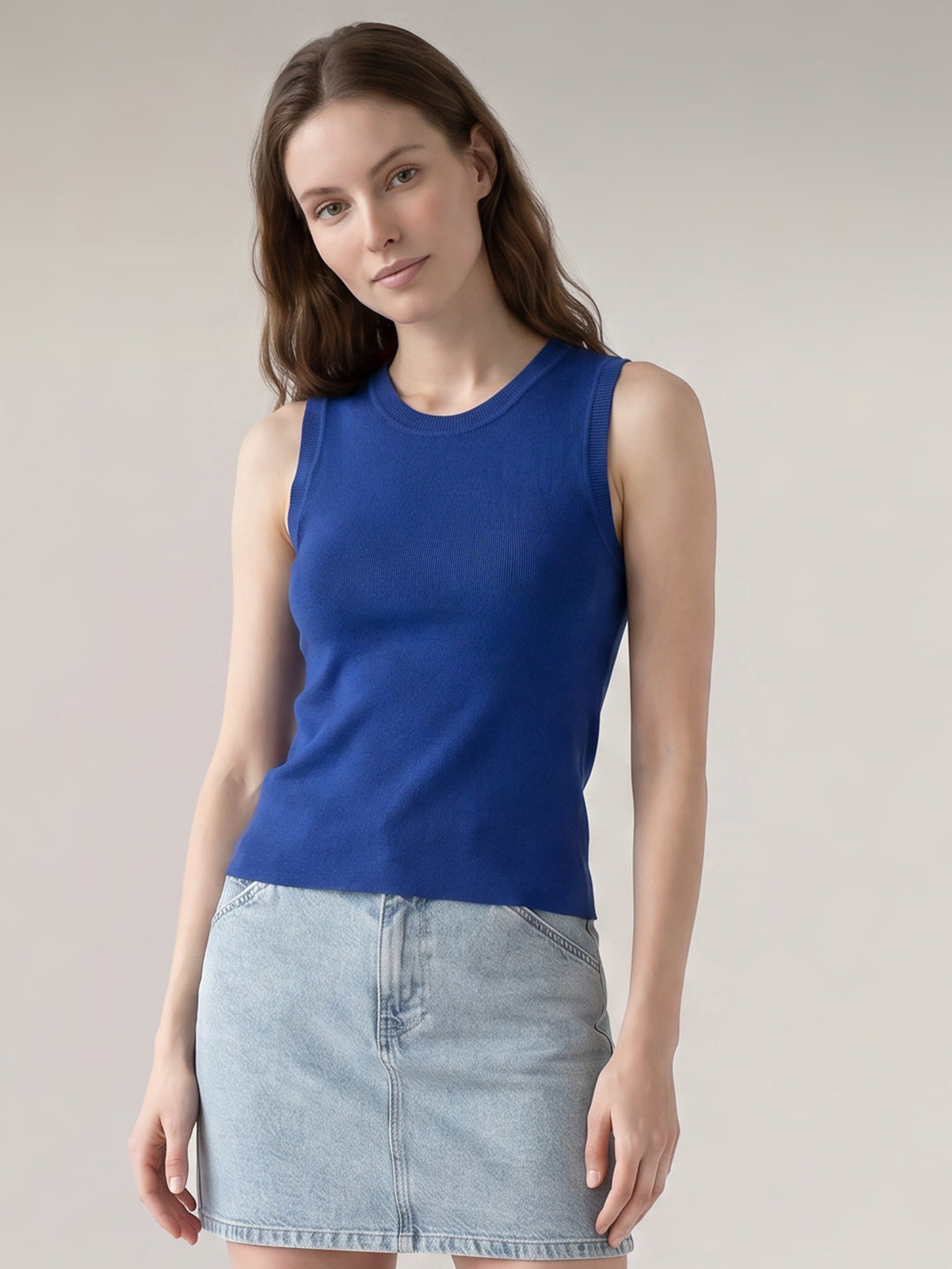 Dark Blue Sleeveless Top
