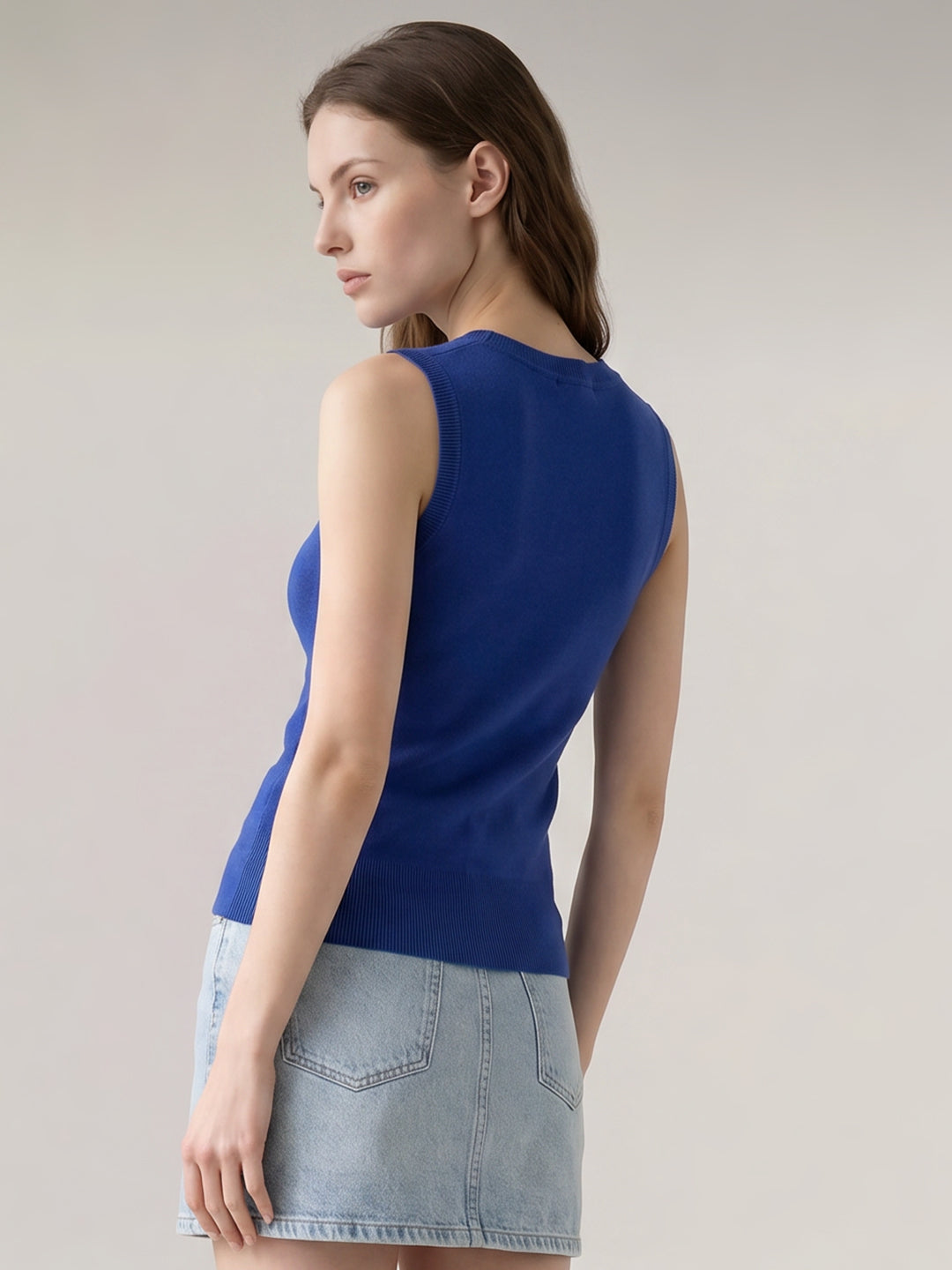 Dark Blue Sleeveless Top