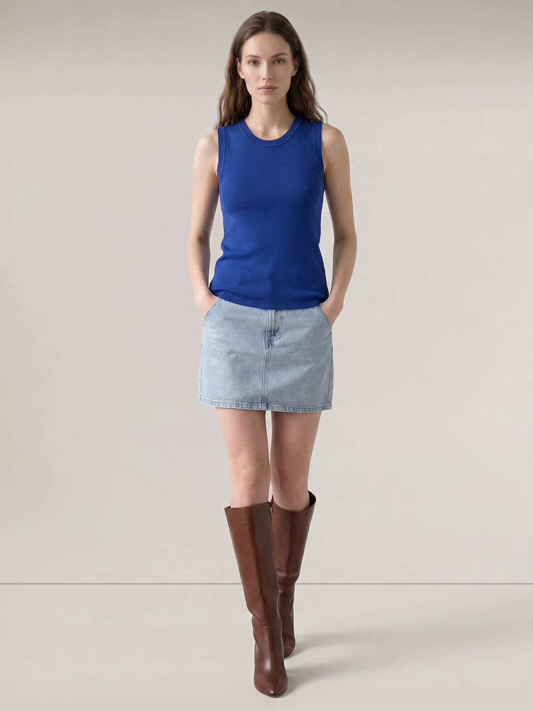 Dark Blue Sleeveless Top