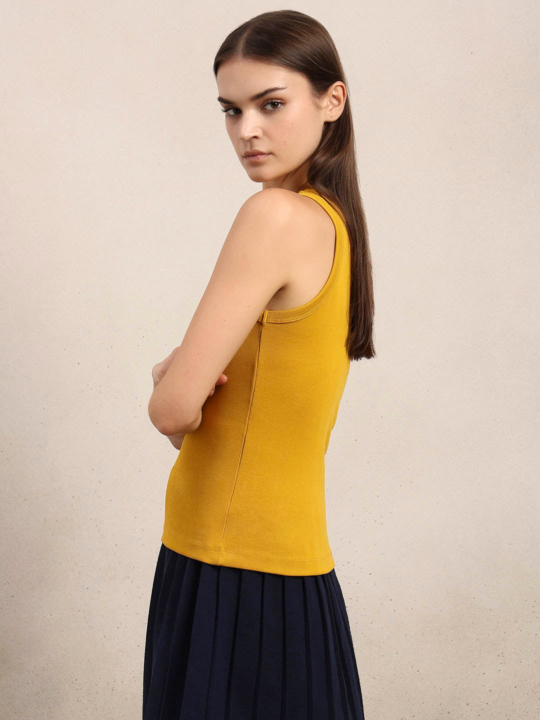 Yellow Ribbed Tank Top