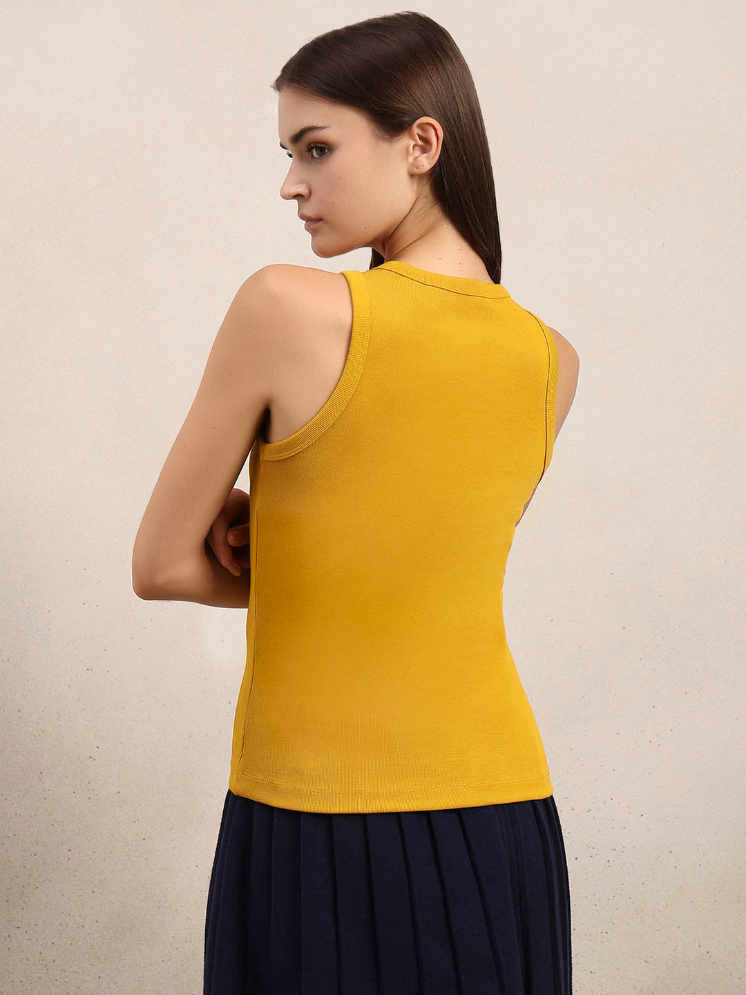 Yellow Ribbed Tank Top