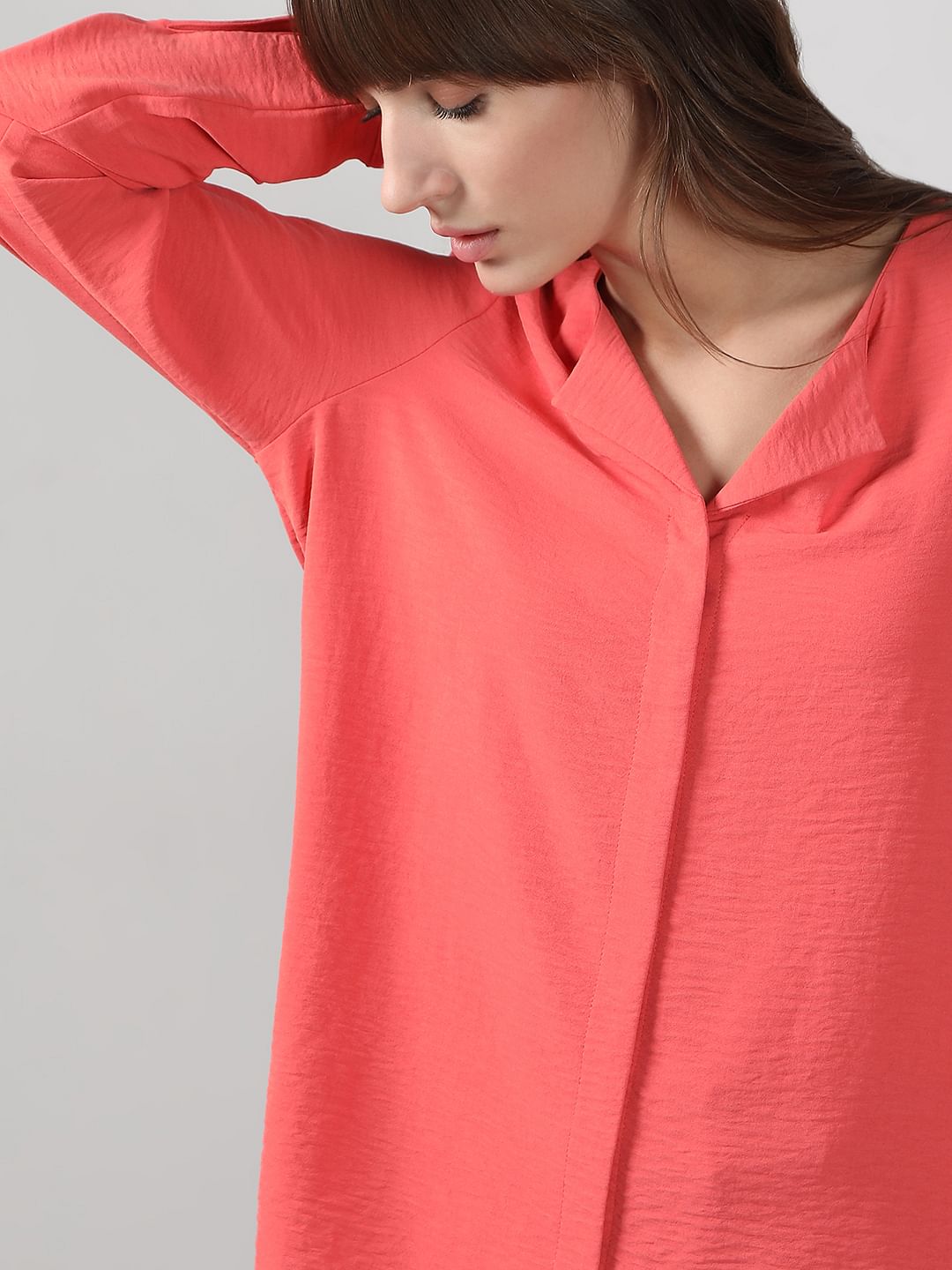 Peach V Neck Shirt