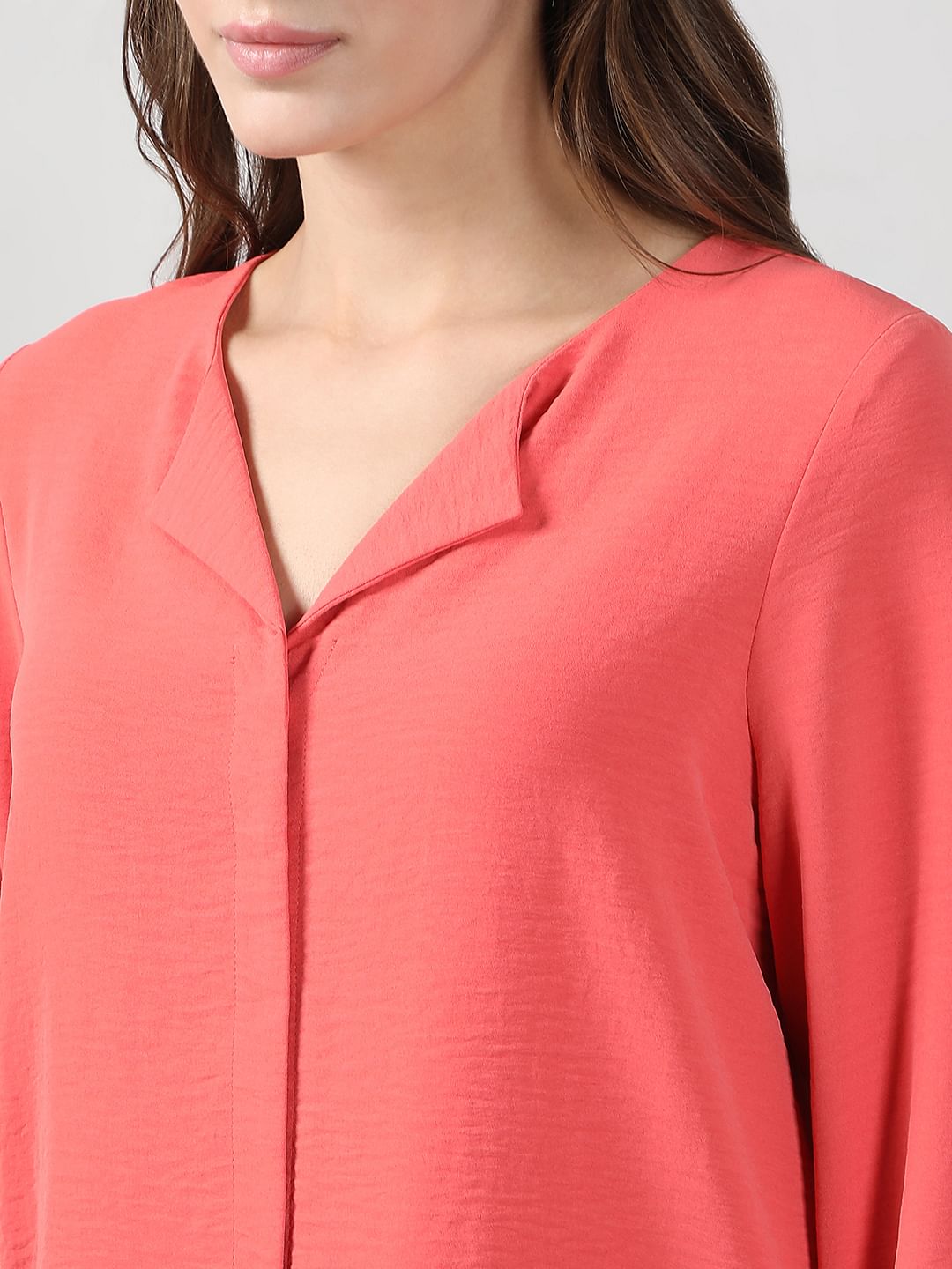 Peach V Neck Shirt