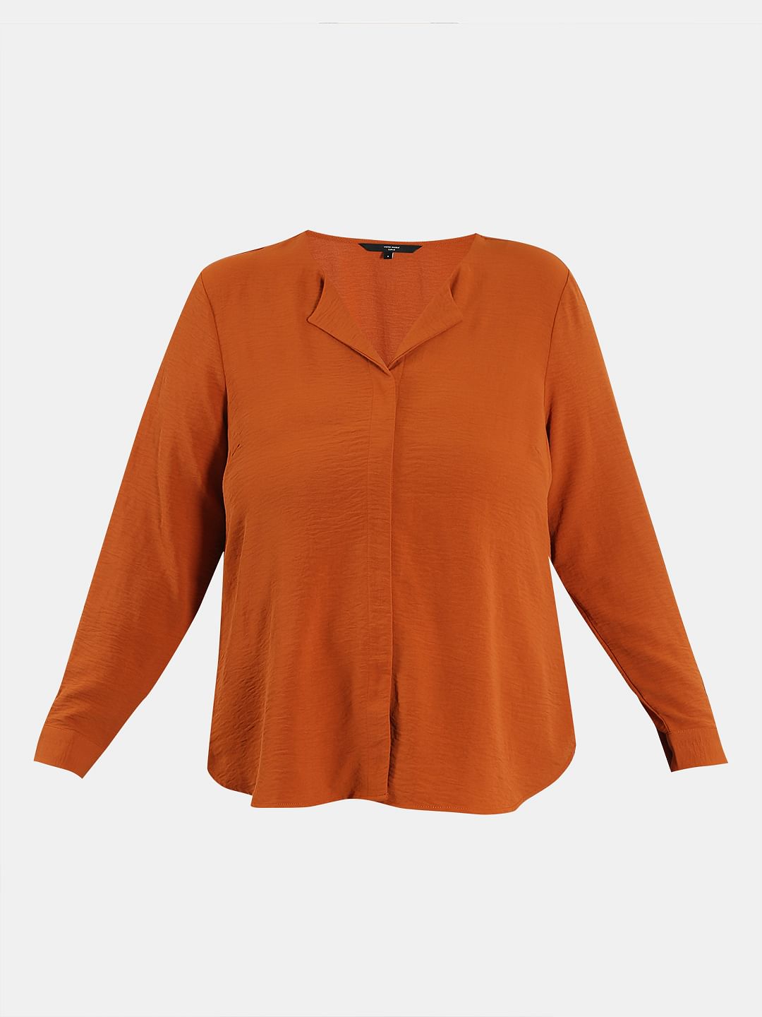 Curve Orange V Neck Shirt