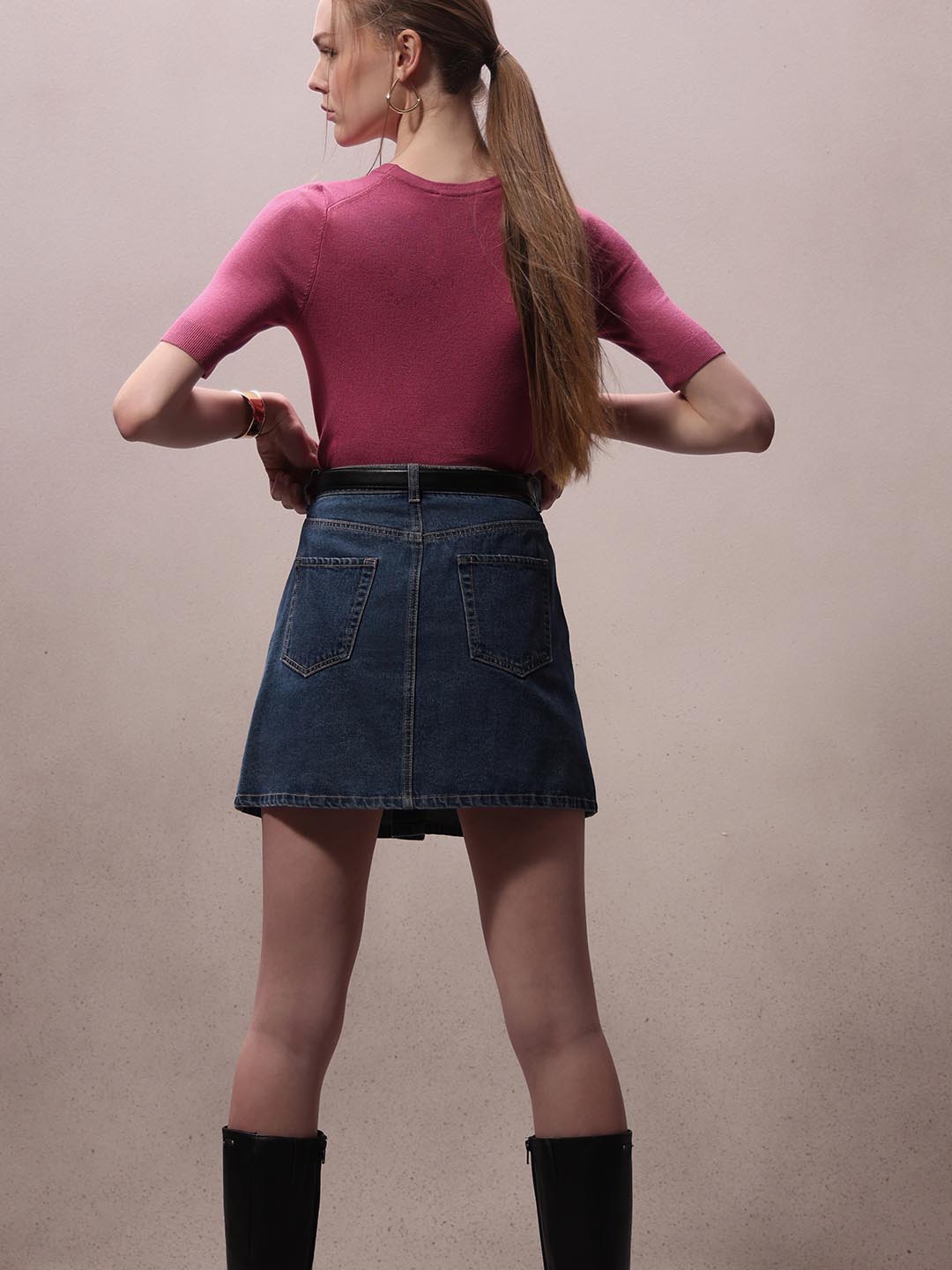 Pink Knitted Short Sleeves Top