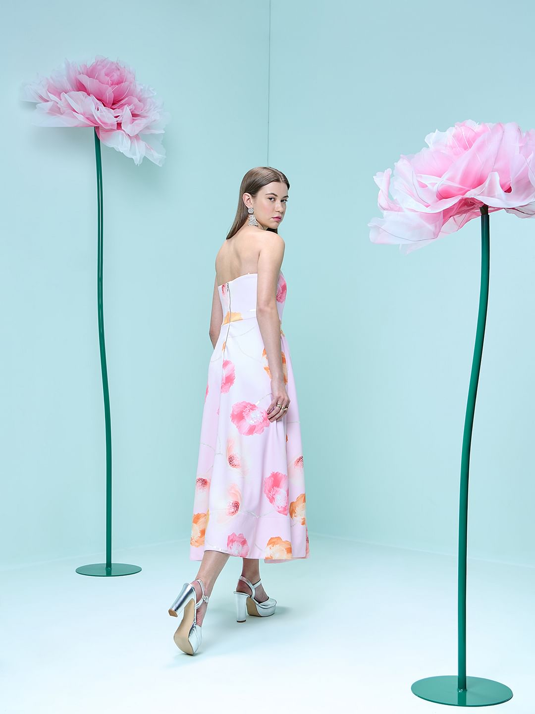 Marquee Pink Floral Midi Dress