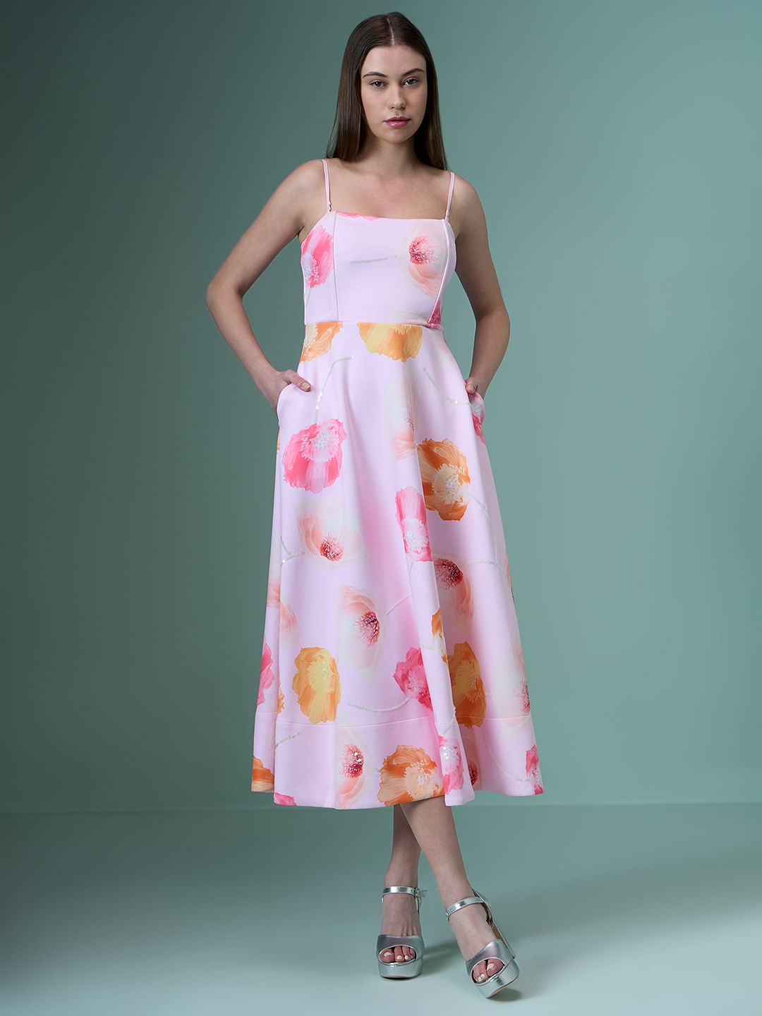 Marquee Pink Floral Midi Dress