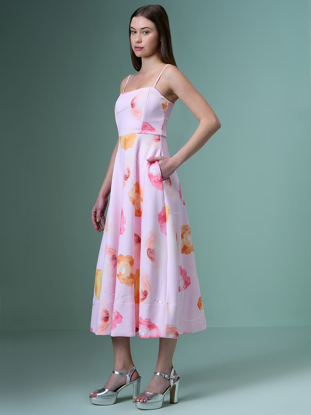 Marquee Pink Floral Midi Dress