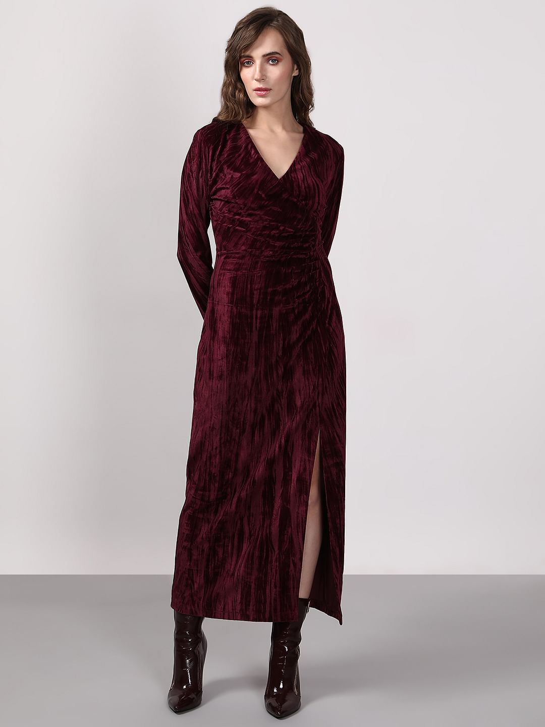 Maroon Velvet Dress