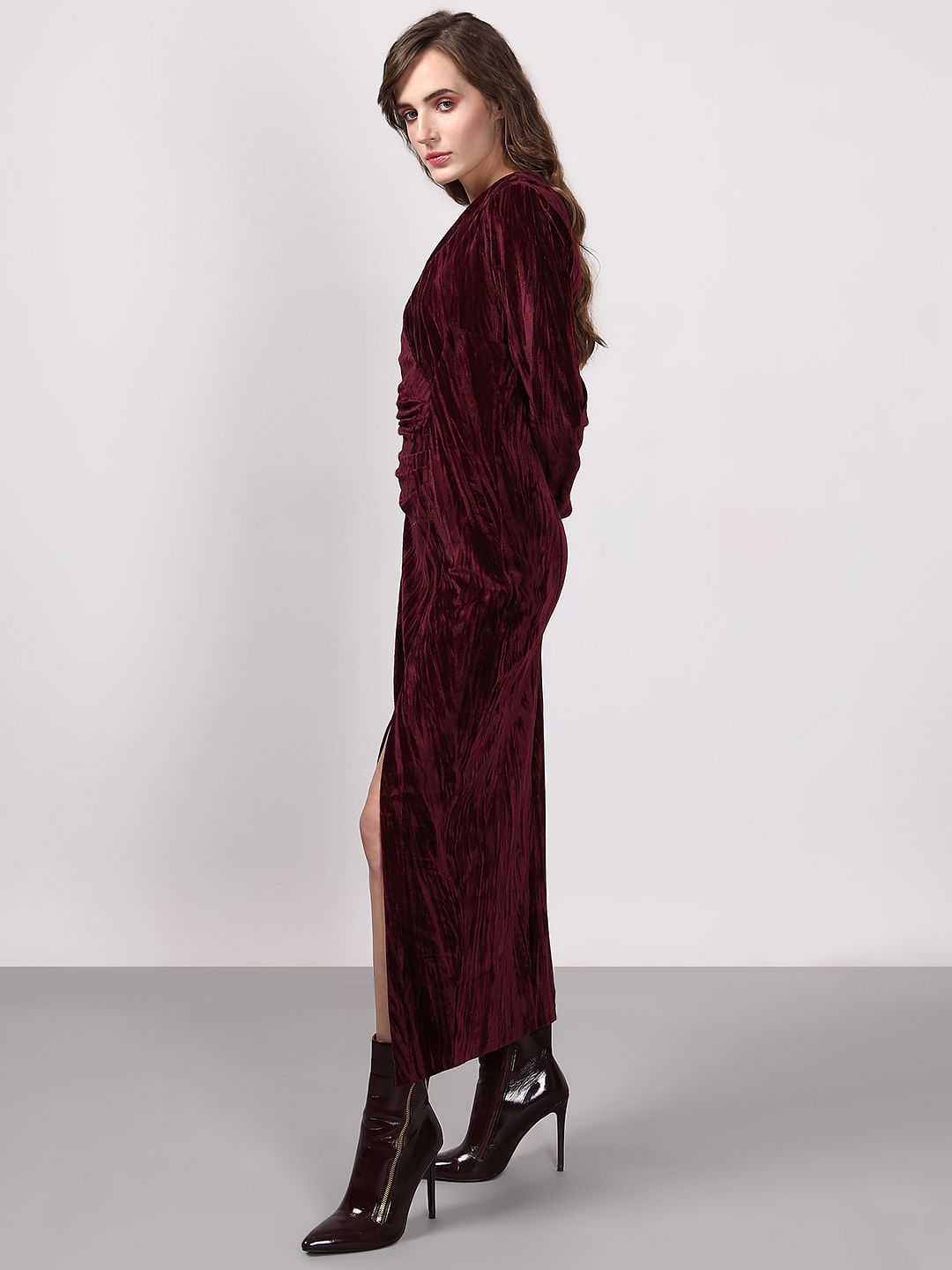 Maroon Velvet Dress