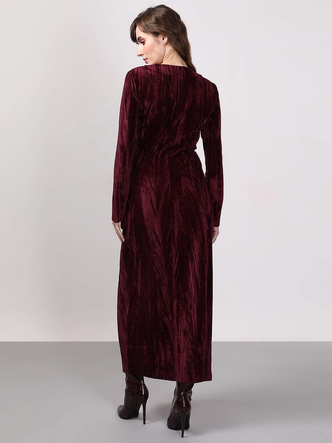 Maroon Velvet Dress