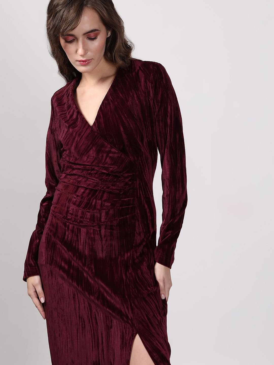 Maroon Velvet Dress