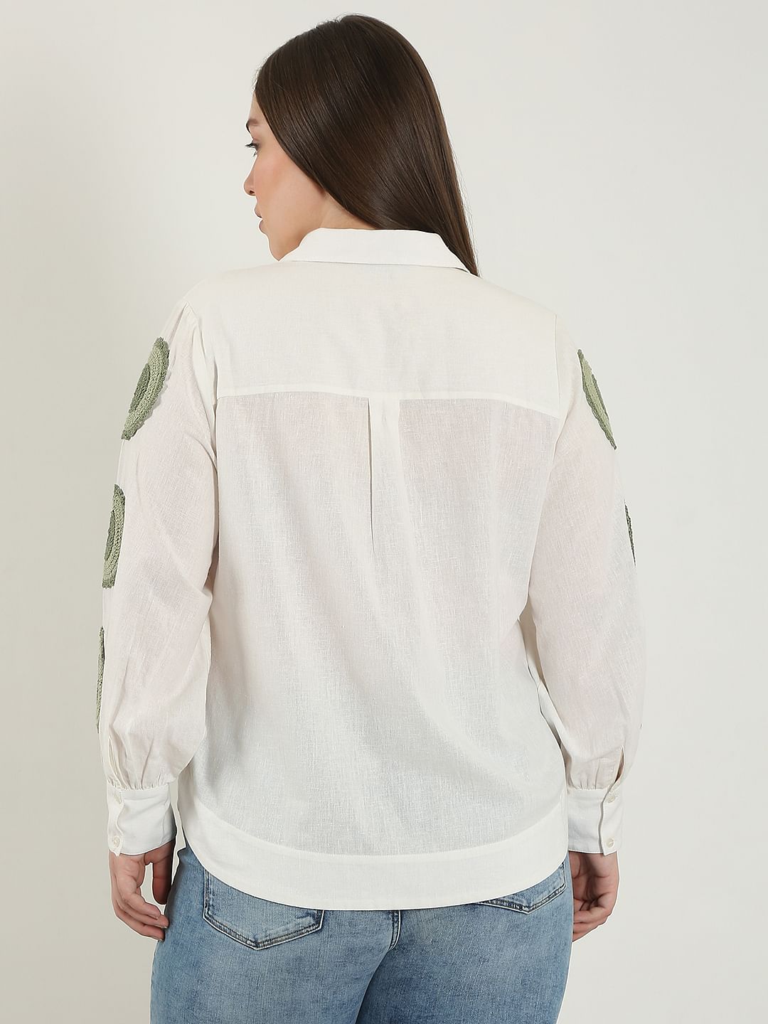Curve White Printed Cotton Shirt