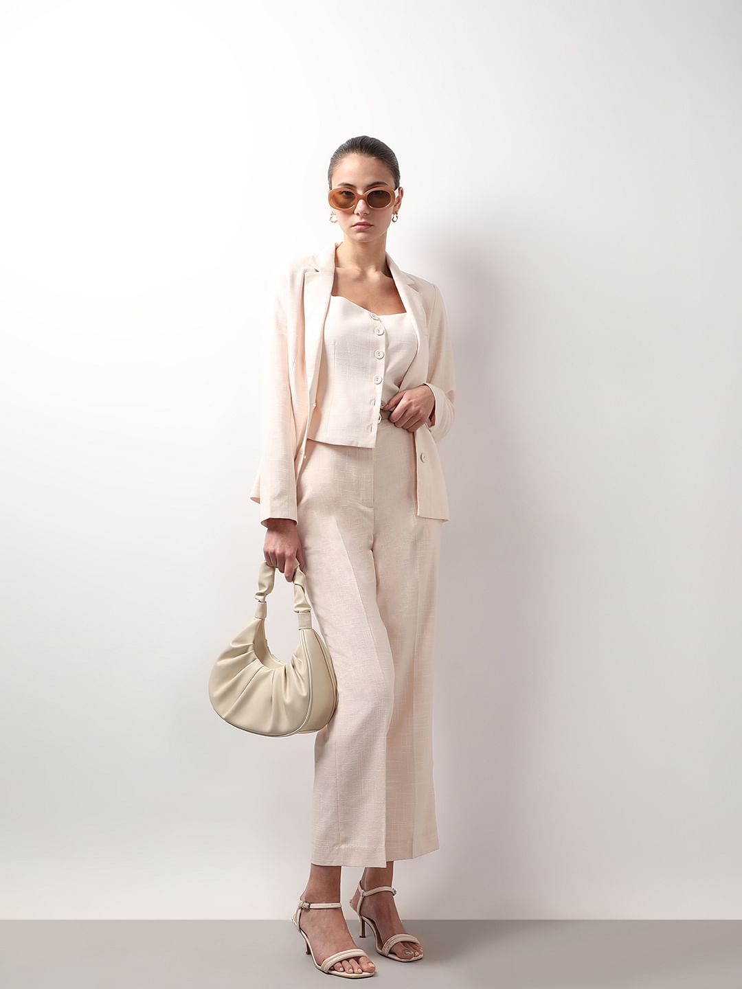 Light Pink High Rise Tailored Pants