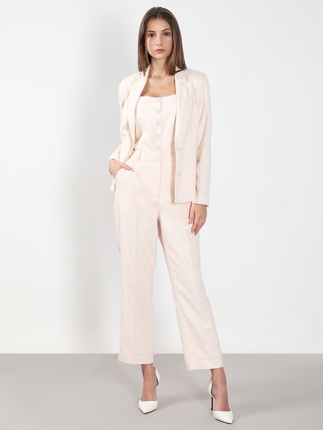 Light Pink High Rise Tailored Pants