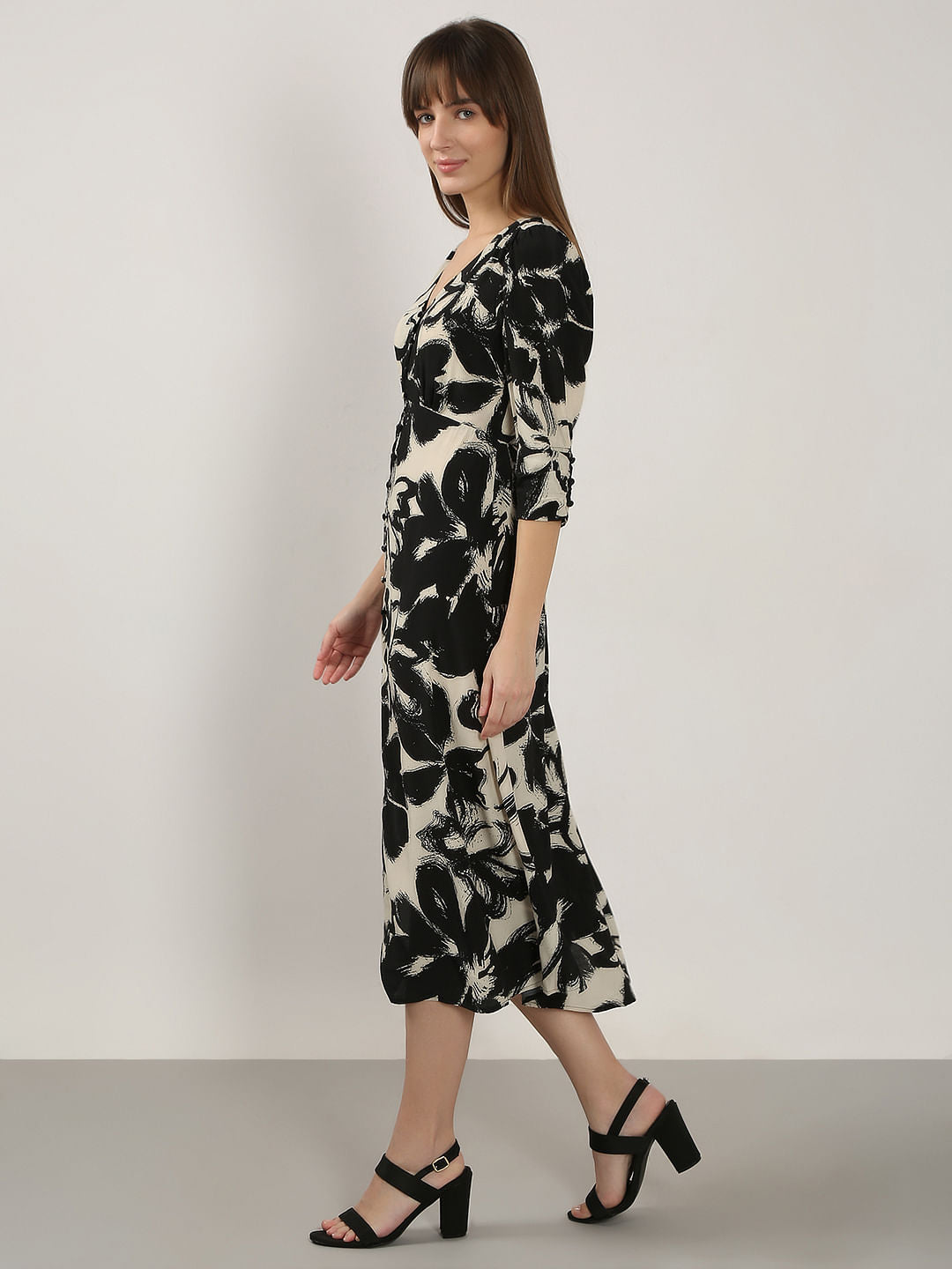 Black Floral Midi Dress