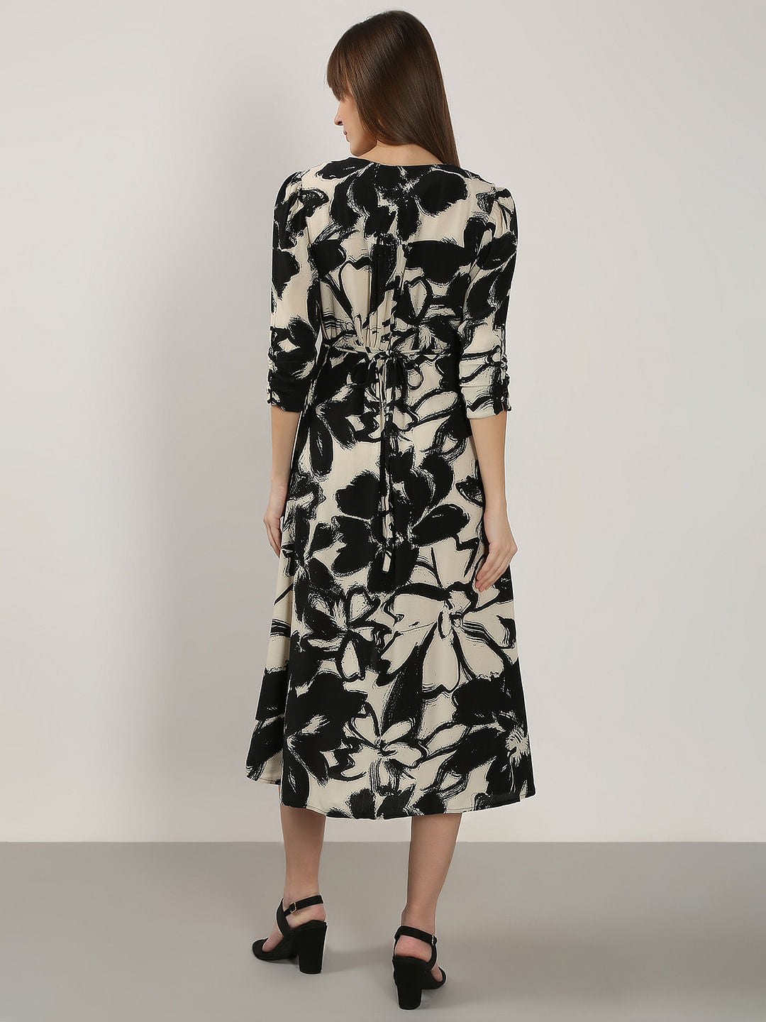 Black Floral Midi Dress