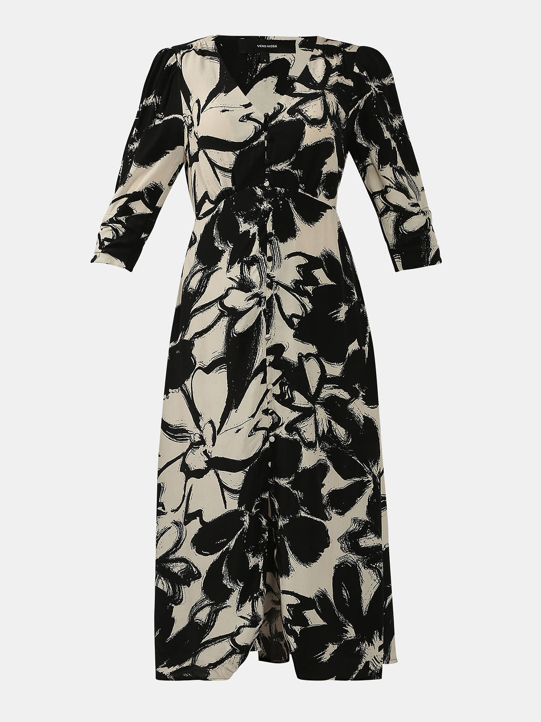 Black Floral Midi Dress