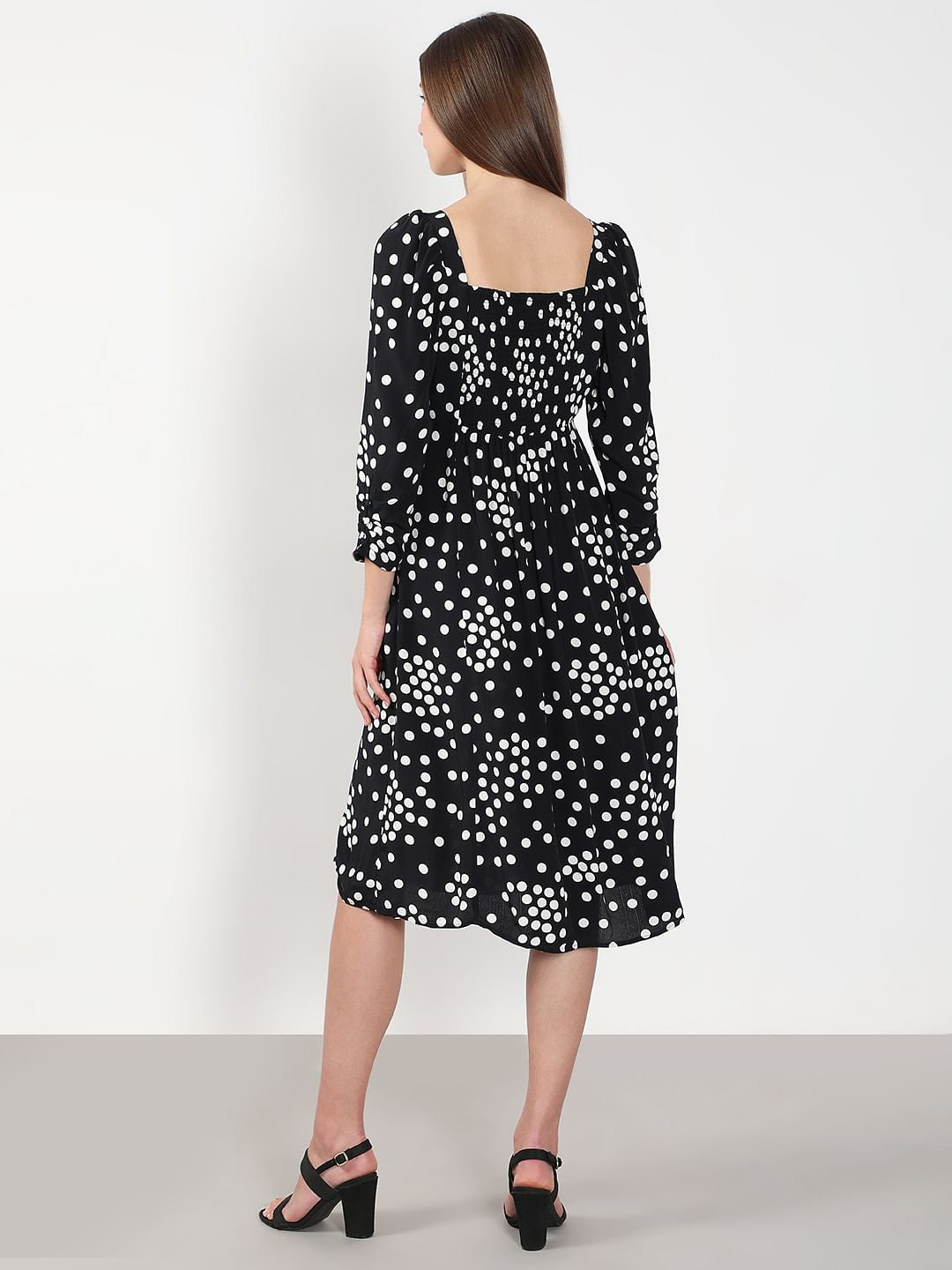 Black Polka Dot Midi Dress