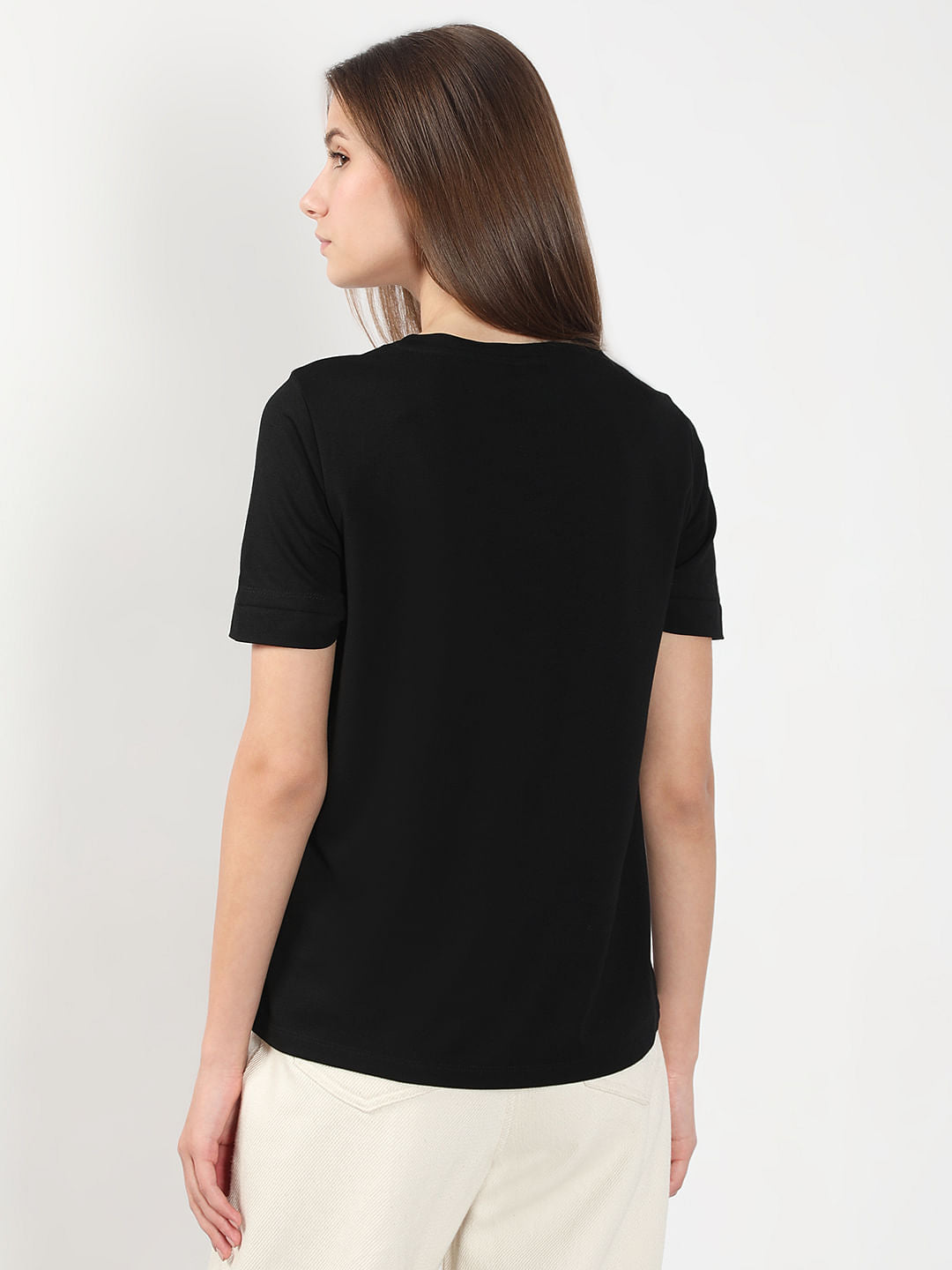 Black Crochet Pocket T-Shirt