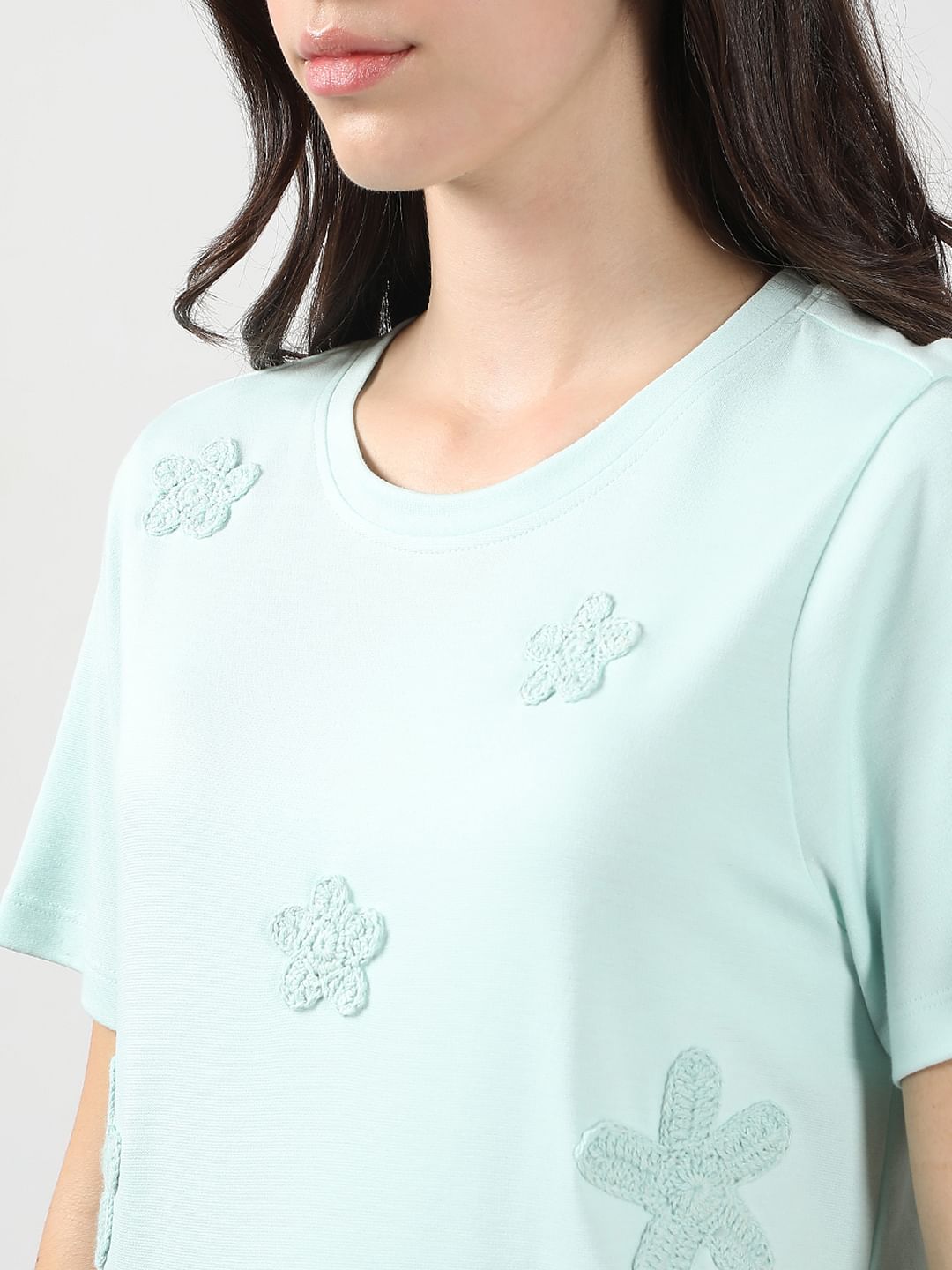 Mint Green Embroidered T-Shirt